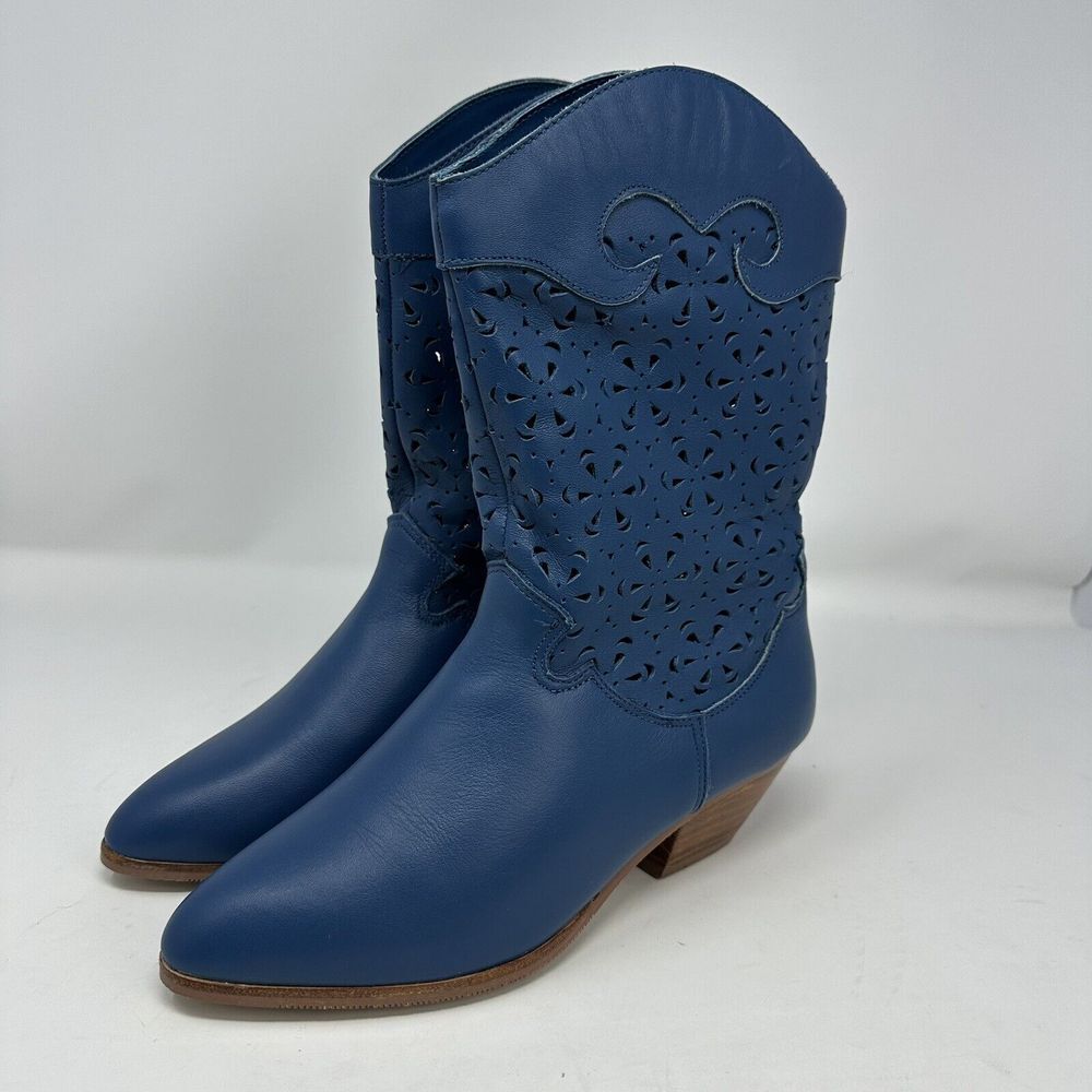 Vintage Dingo Blue Cutout Cowboy Boots‎ Women's Size 5.5 New Old Stock Booties